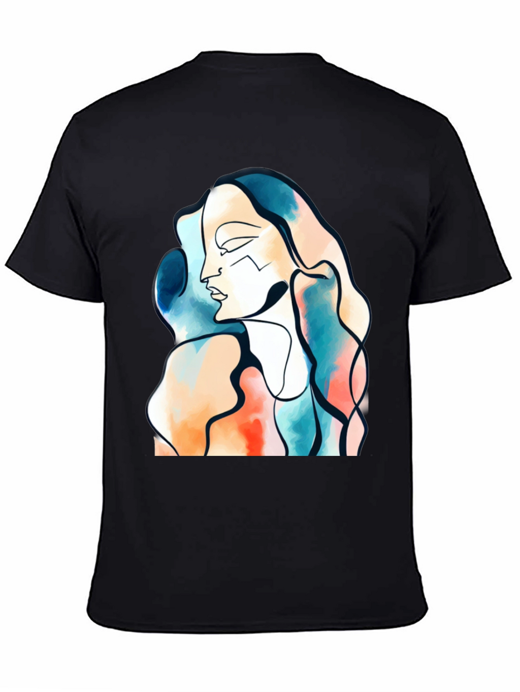 Abstract Face Graphic Print Black T-Shirt