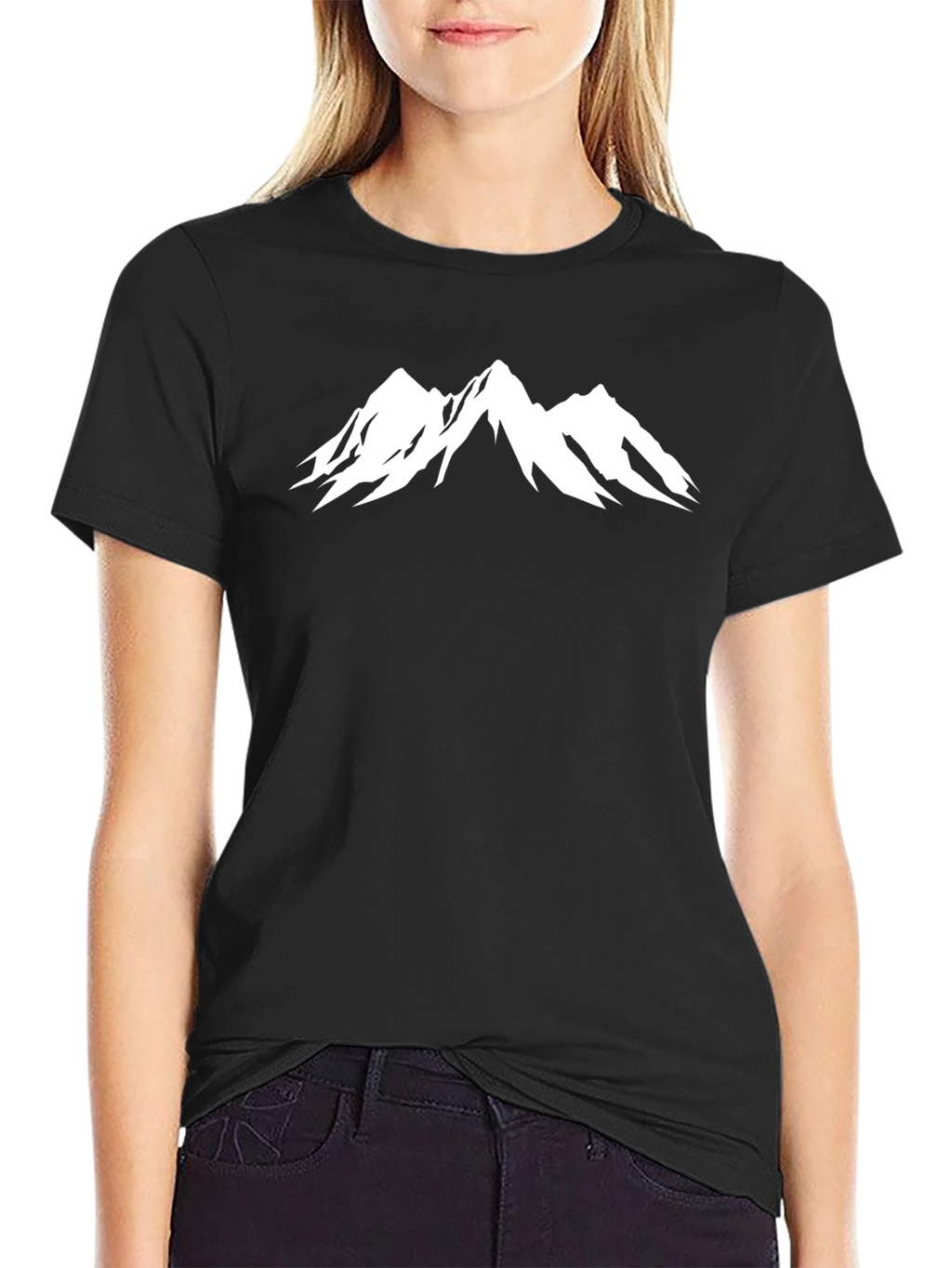 Mountain Graphic Tee - Black Cotton T-Shirt