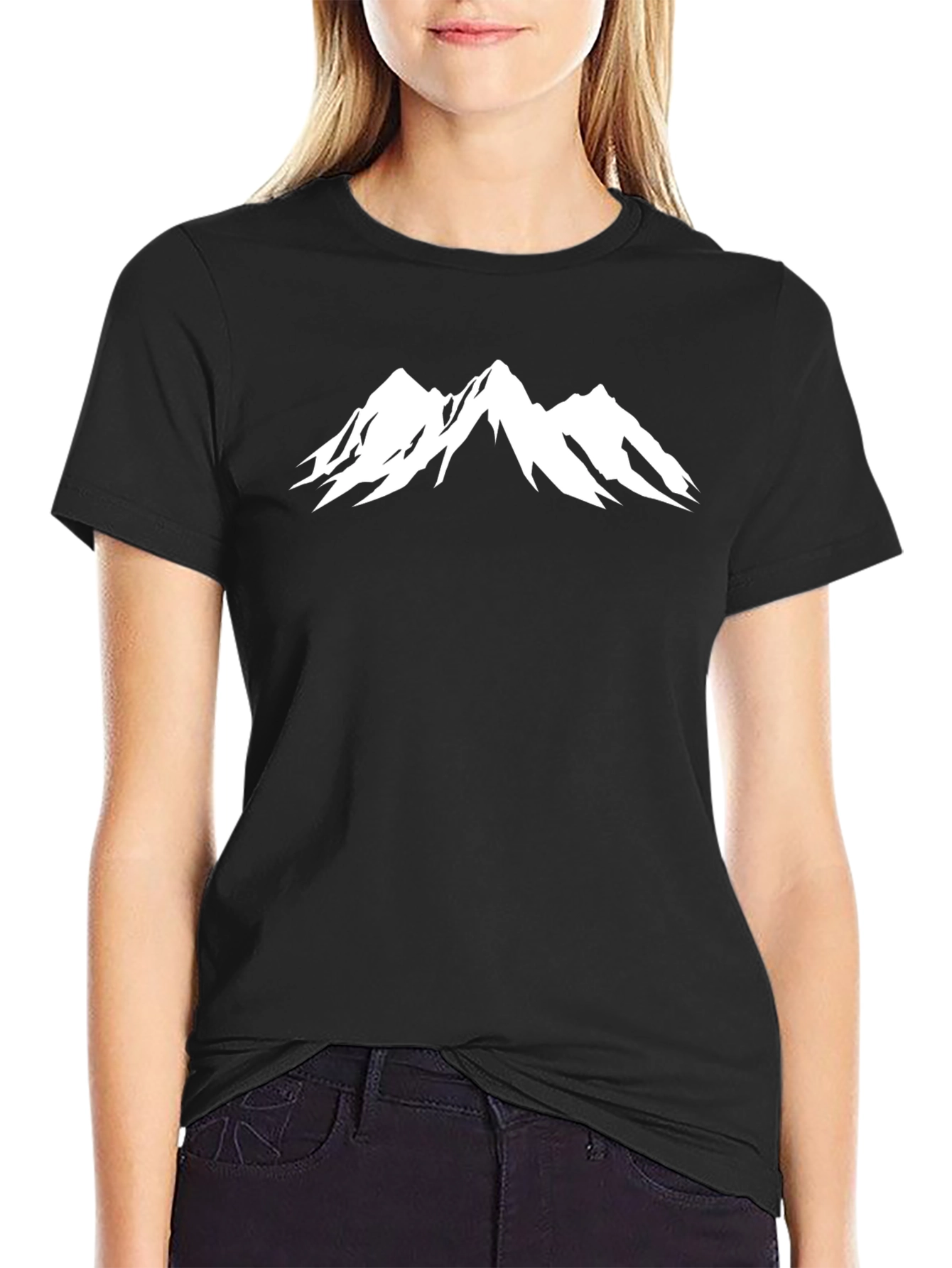 Mountain Graphic Tee - Black Cotton T-Shirt