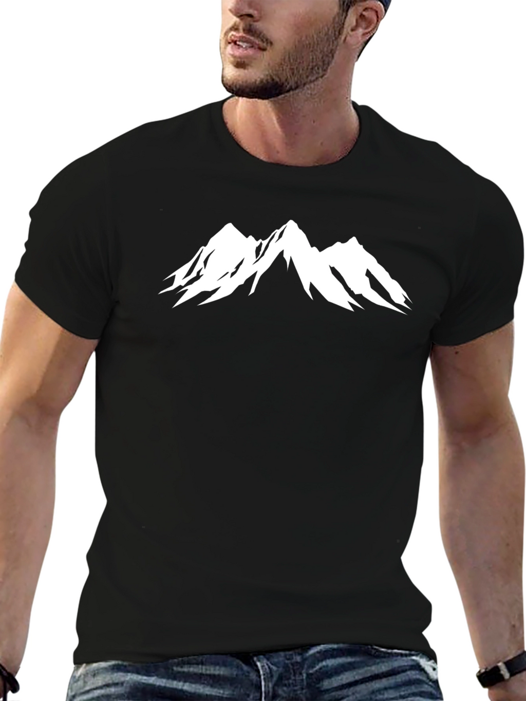 Mountain Graphic Tee - Black Cotton T-Shirt