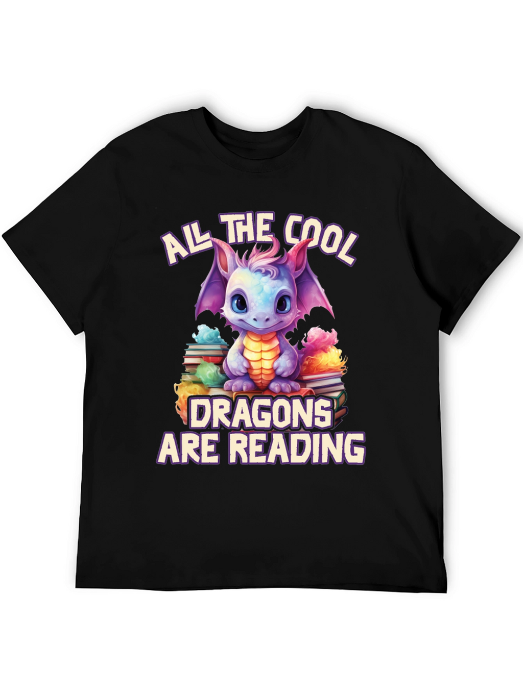 Cute Dragon Reading T-Shirt - Book Lover Tee