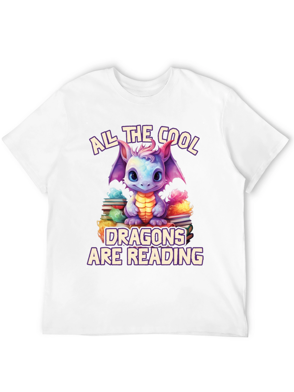 Cute Dragon Reading T-Shirt - Book Lover Tee