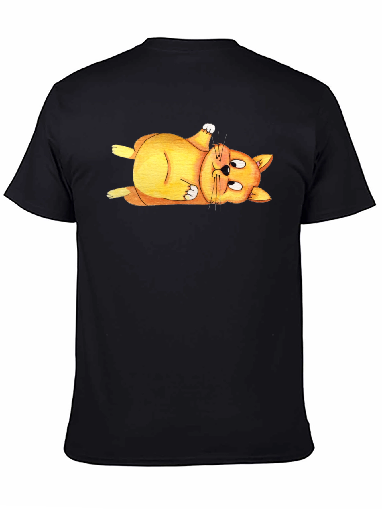 Lazy Cat T-Shirt - Black Crew Neck Tee
