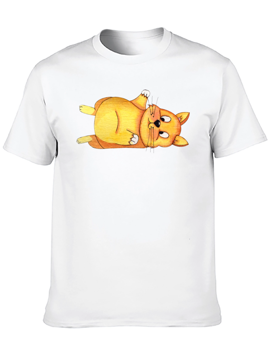 Lazy Cat T-Shirt - Black Crew Neck Tee