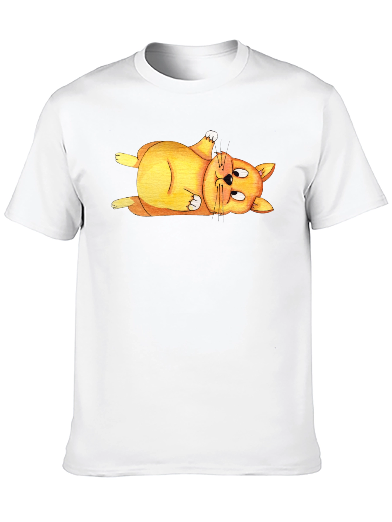 Lazy Cat T-Shirt - Black Crew Neck Tee