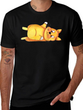 Lazy Cat T-Shirt - Black Crew Neck Tee