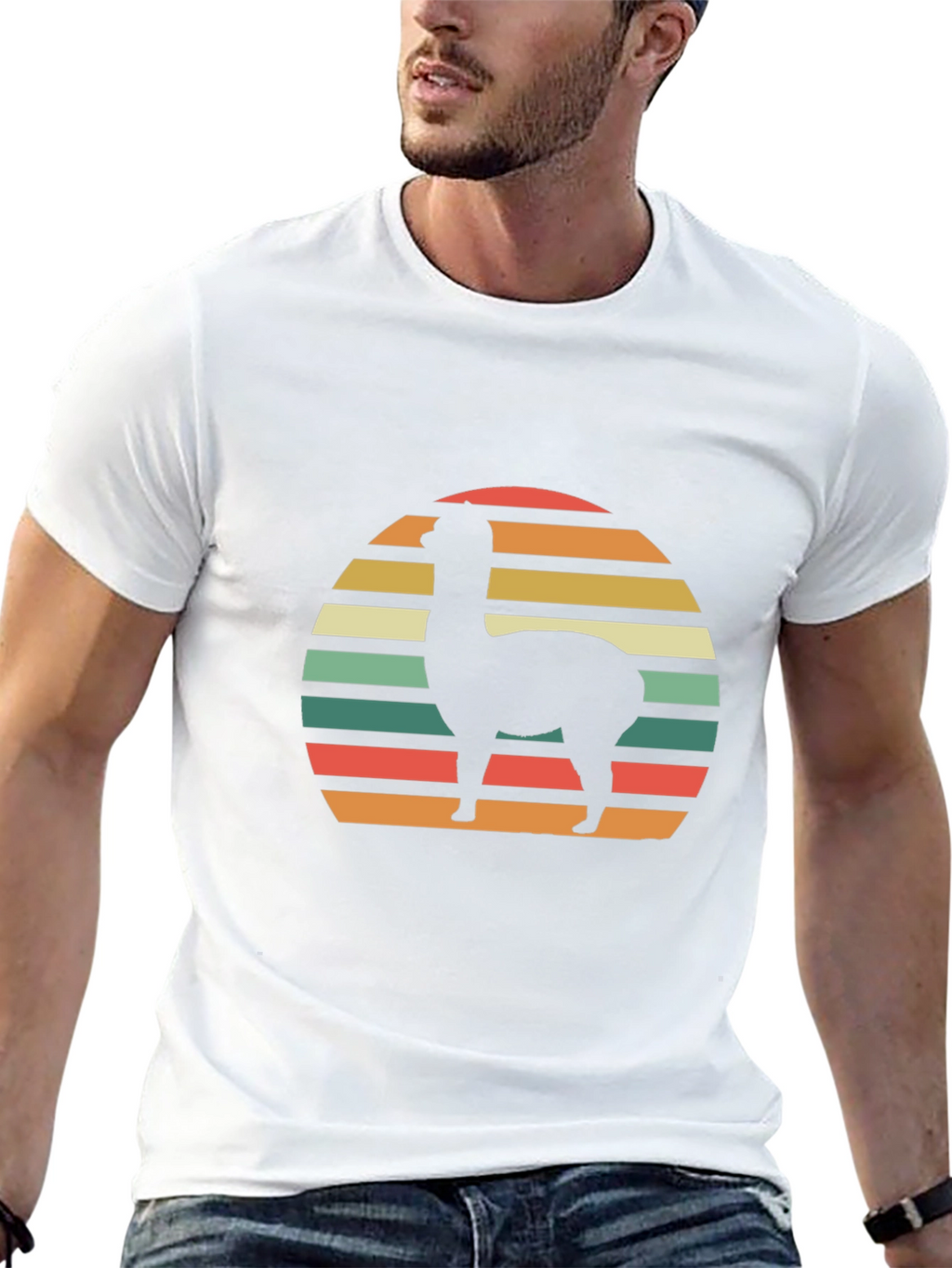 Retro Alpaca Sunset Graphic T-Shirt