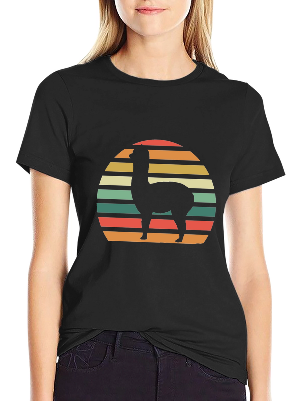 Retro Alpaca Sunset Graphic T-Shirt