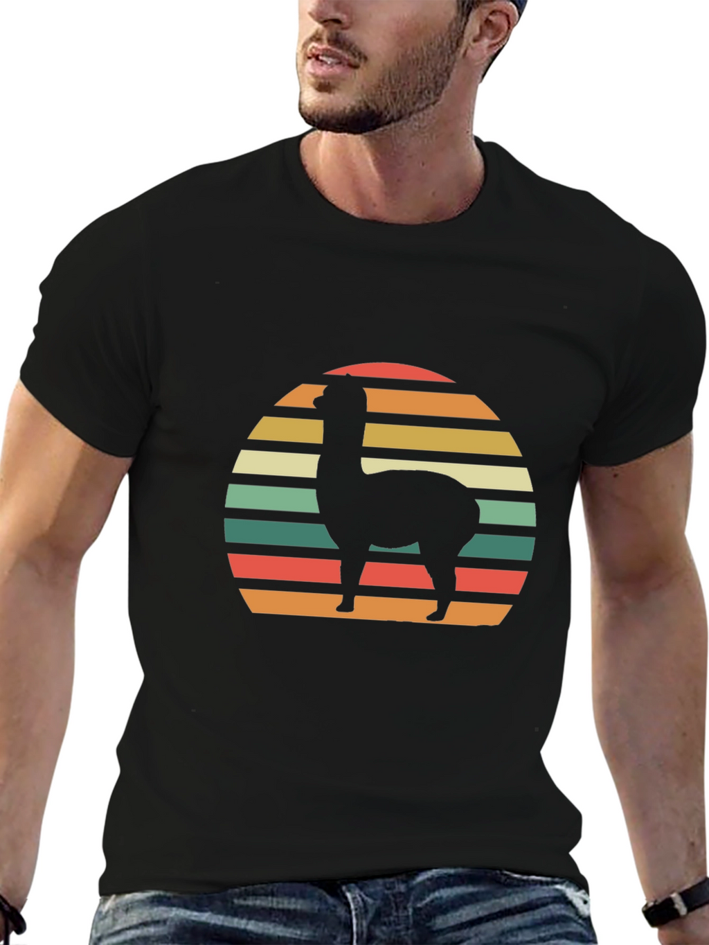 Retro Alpaca Sunset Graphic T-Shirt