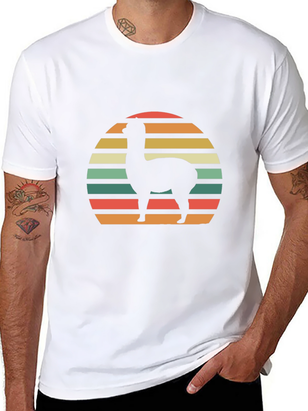 Retro Alpaca Sunset Graphic T-Shirt