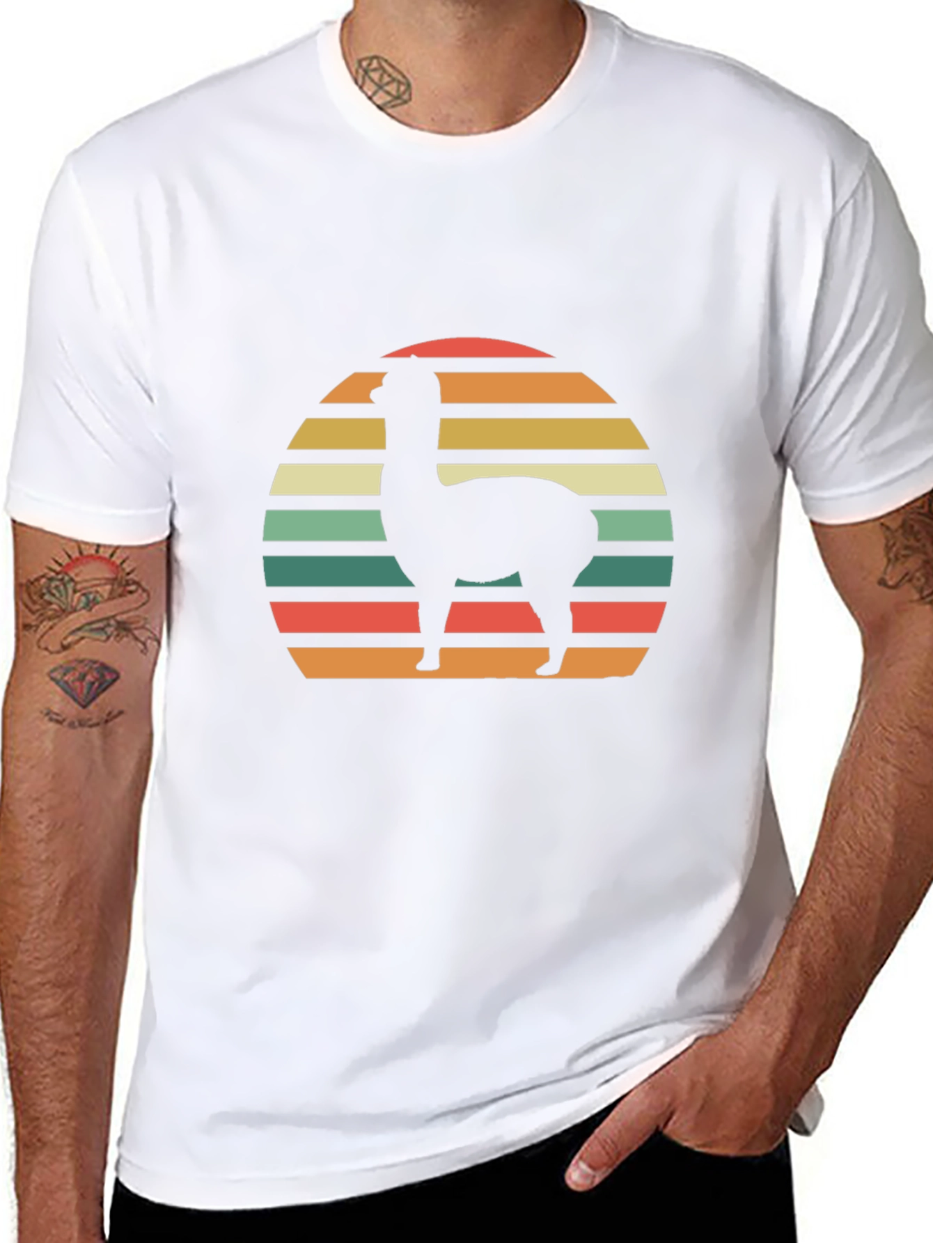 Retro Alpaca Sunset Graphic T-Shirt