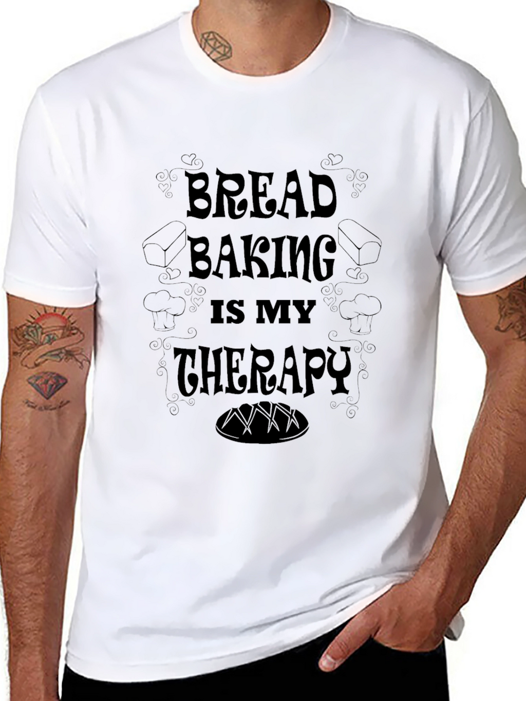 Bread Baking Therapy Black T-Shirt