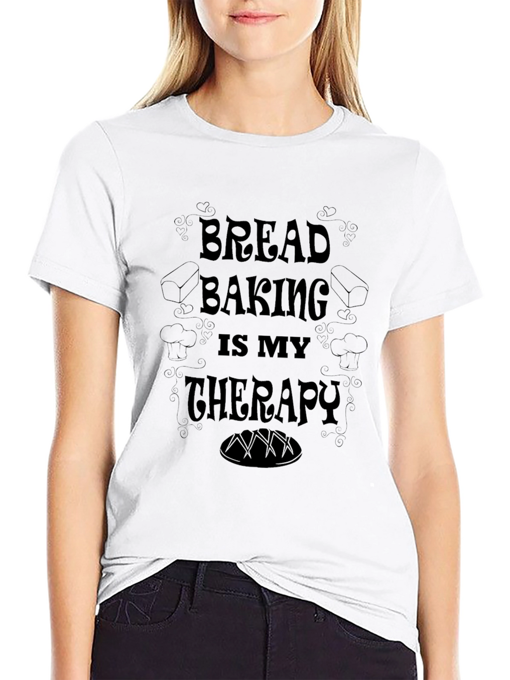 Bread Baking Therapy Black T-Shirt