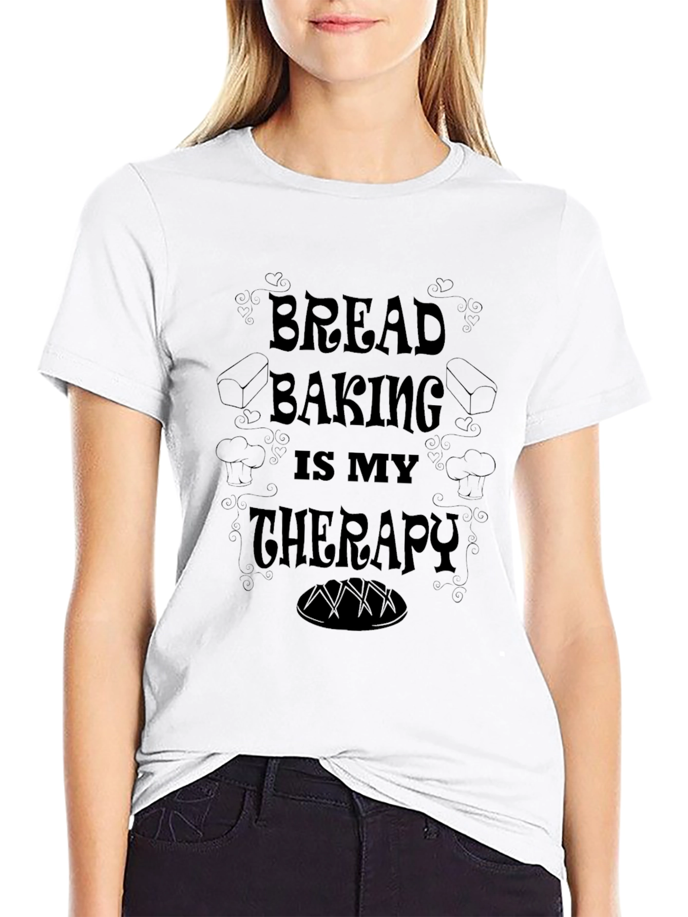 Bread Baking Therapy Black T-Shirt