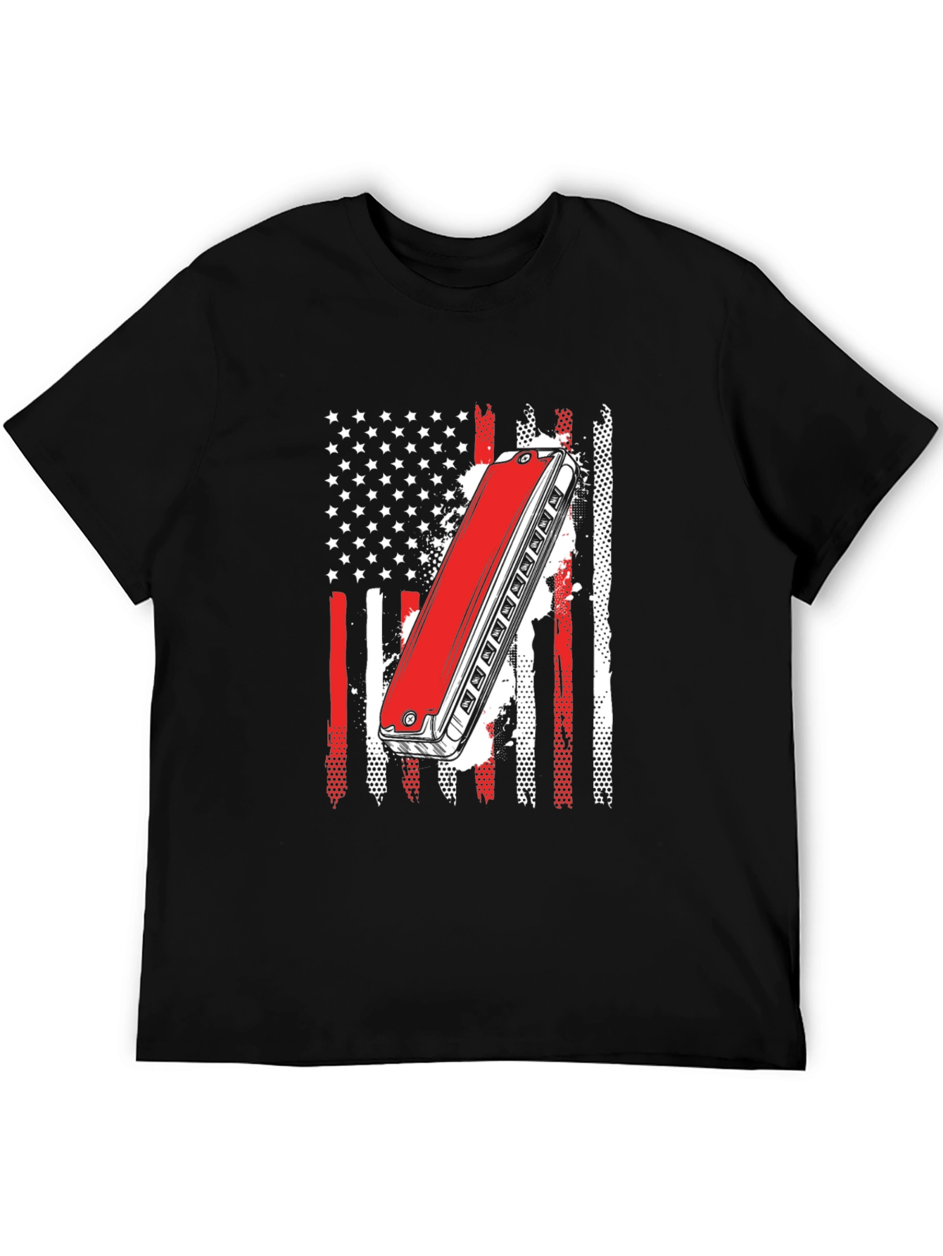 Harmonica American Flag Graphic Tee