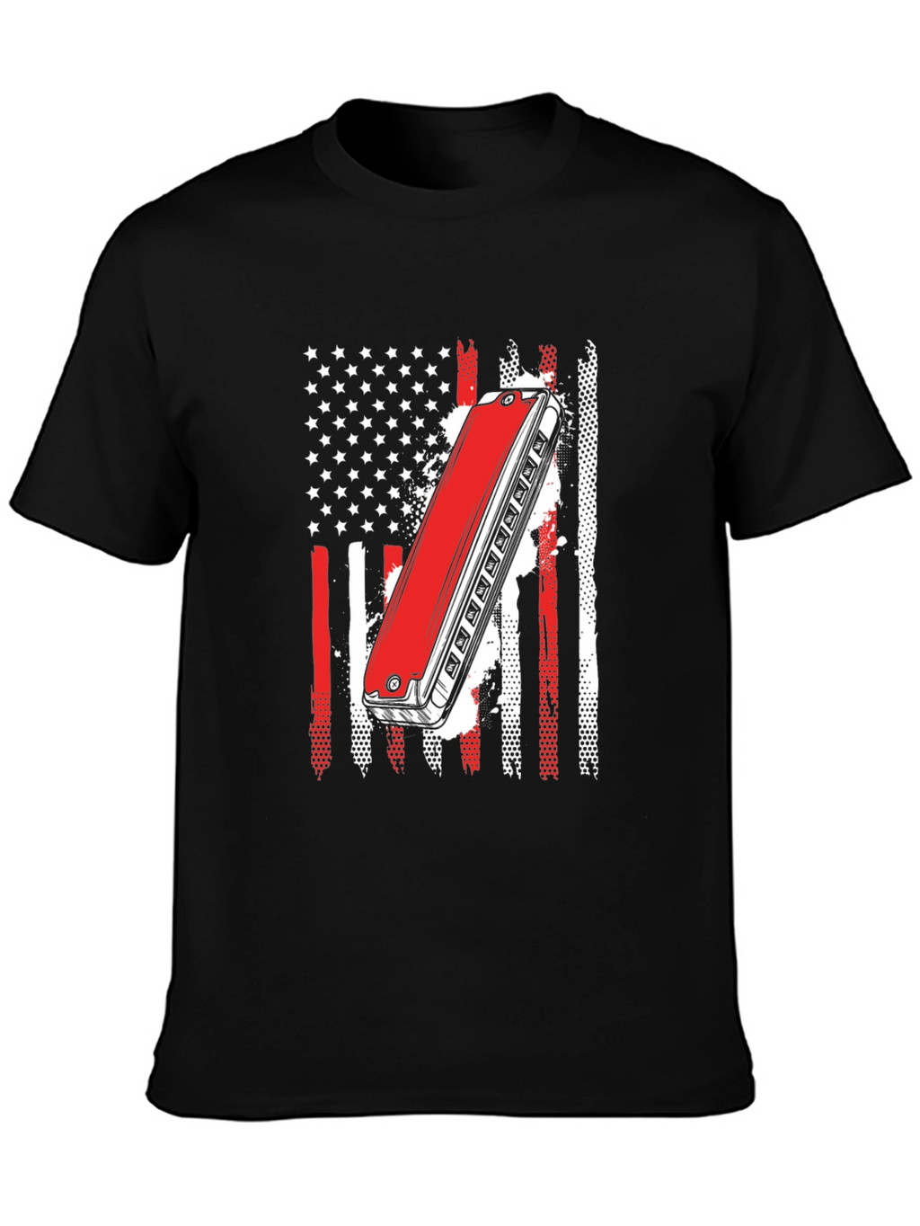 Harmonica American Flag Graphic Tee