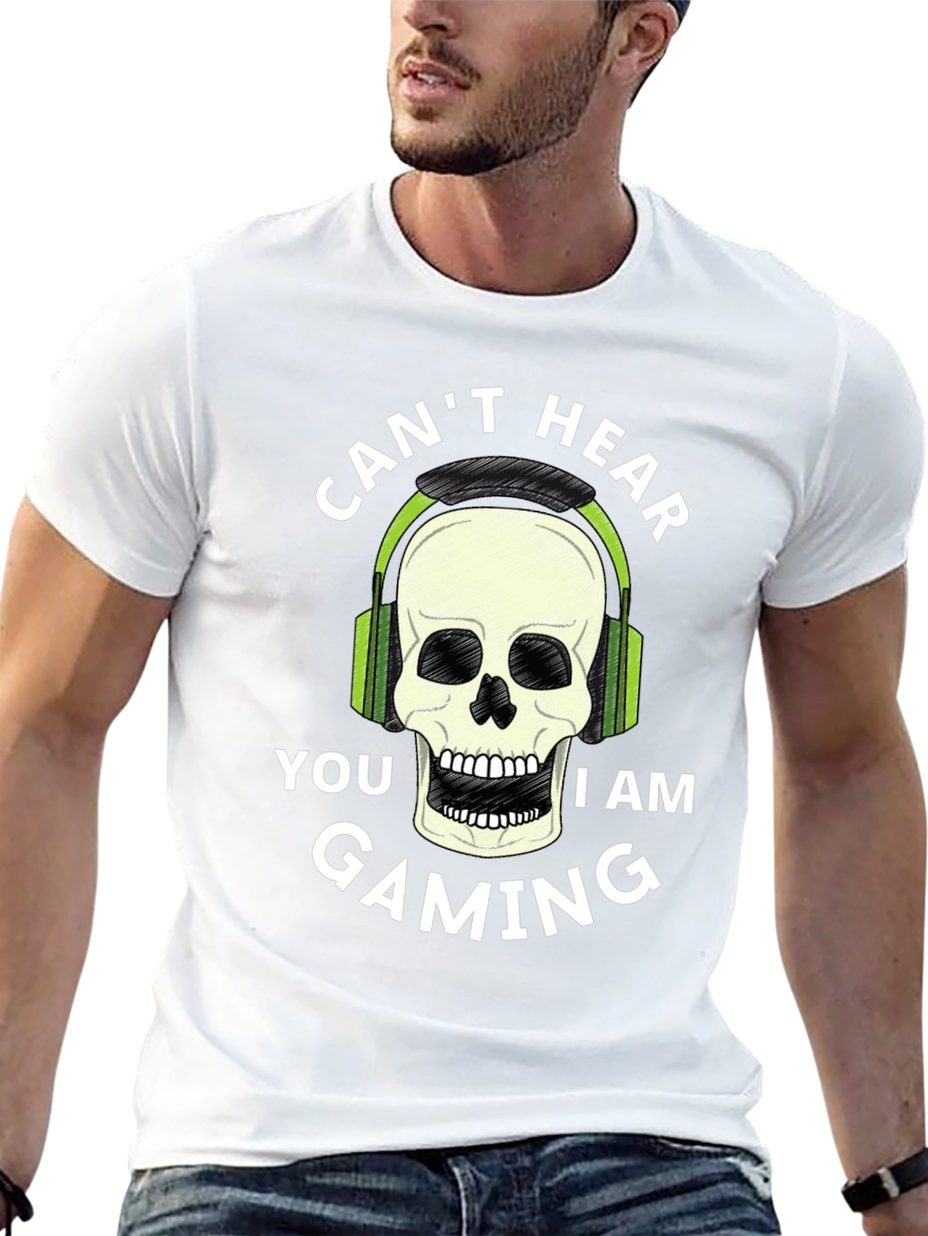 Gaming Skull T-Shirt - Cant Hear You Im Gaming