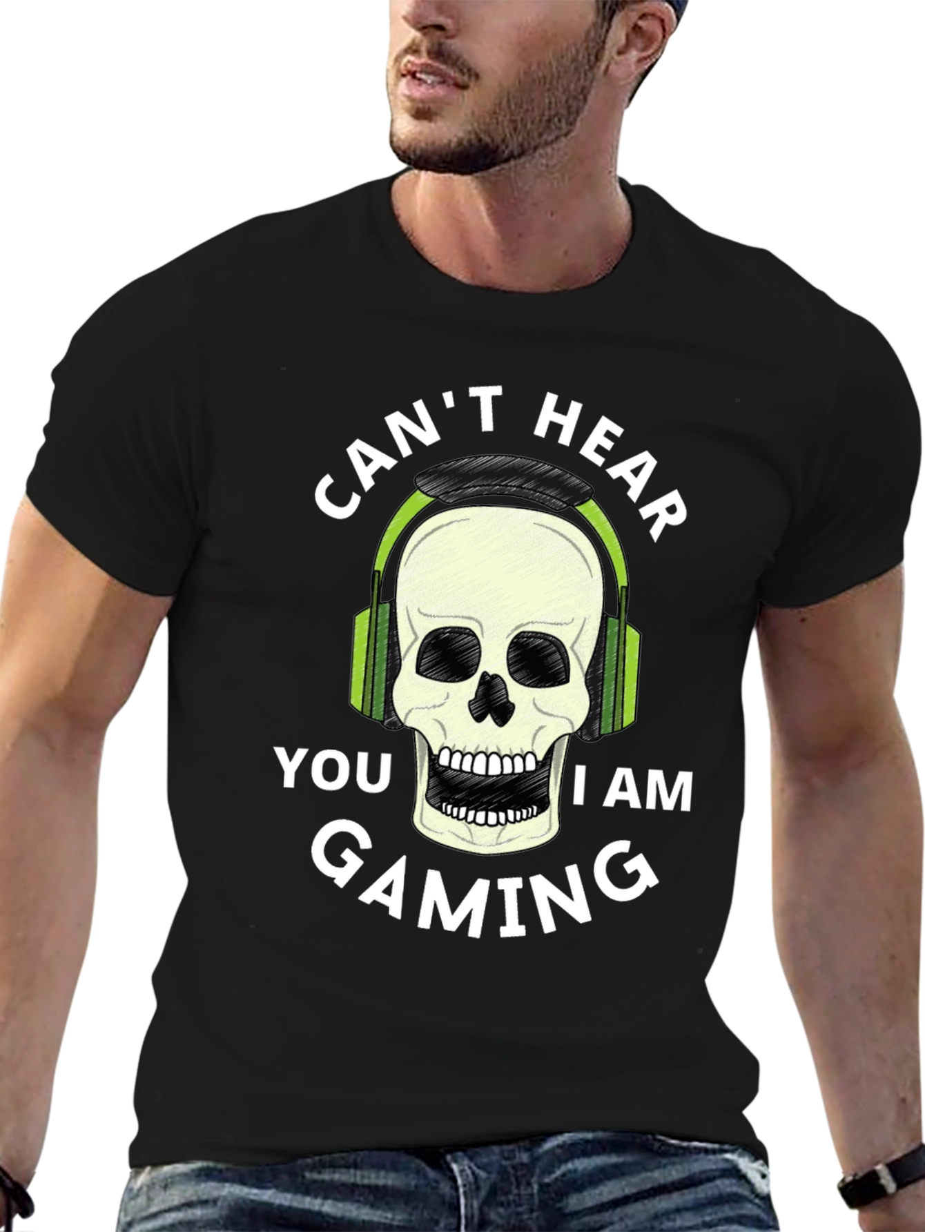 Gaming Skull T-Shirt - Cant Hear You Im Gaming