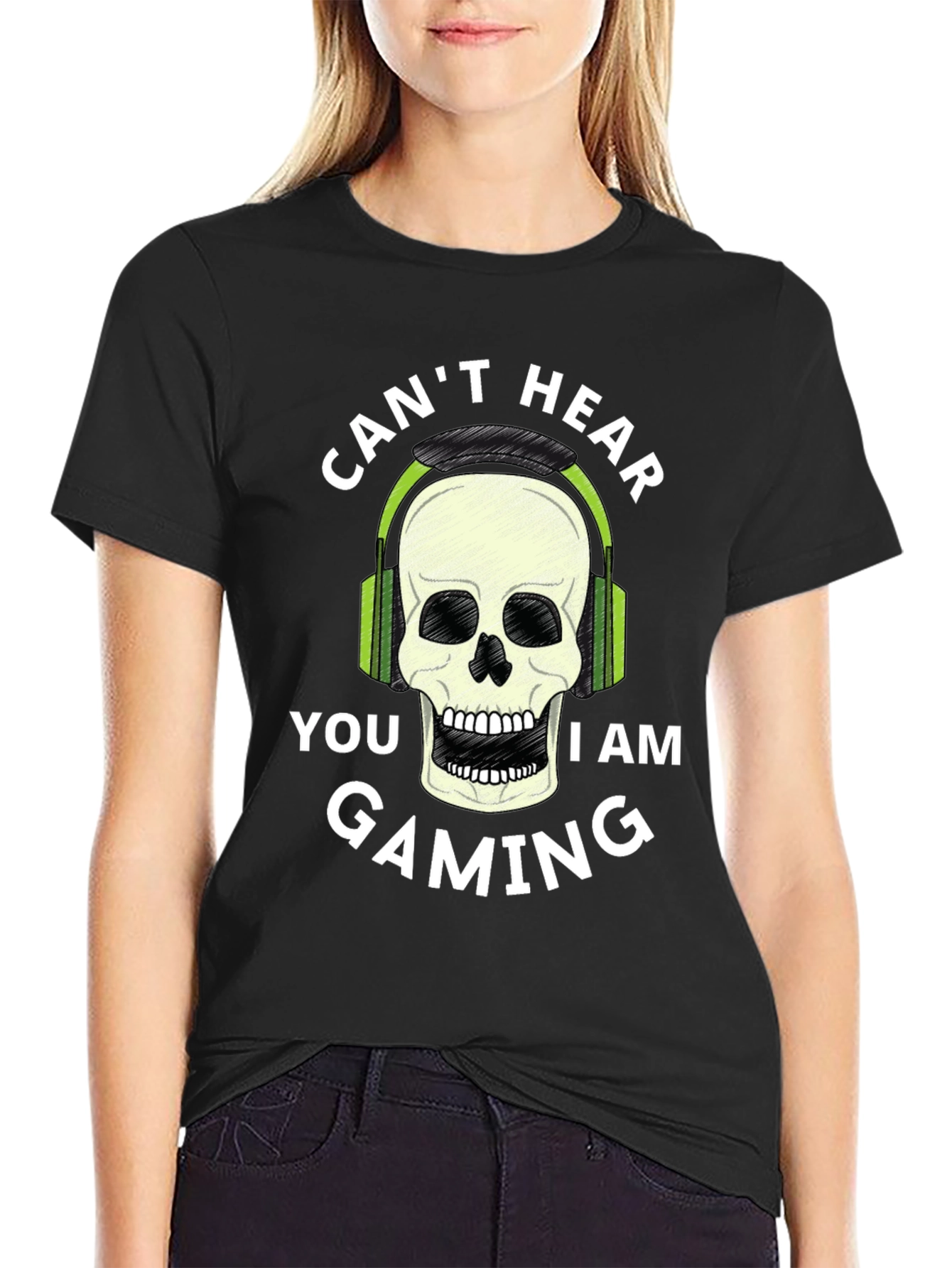 Gaming Skull T-Shirt - Cant Hear You Im Gaming