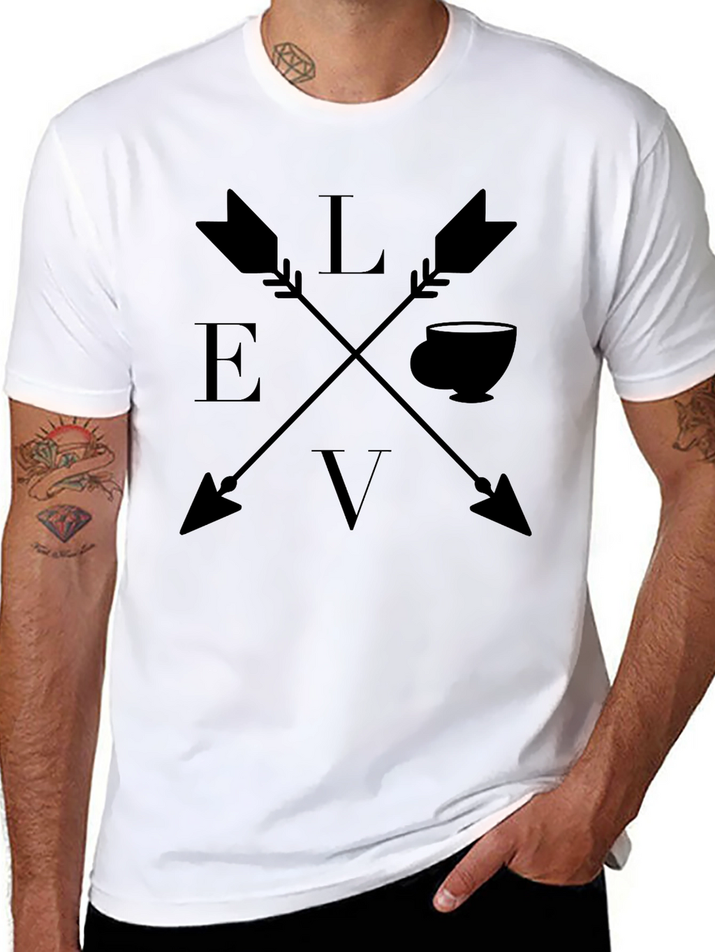 Love Tea Arrows Graphic T-Shirt Black Cotton