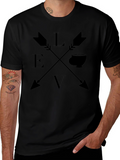 Love Tea Arrows Graphic T-Shirt Black Cotton