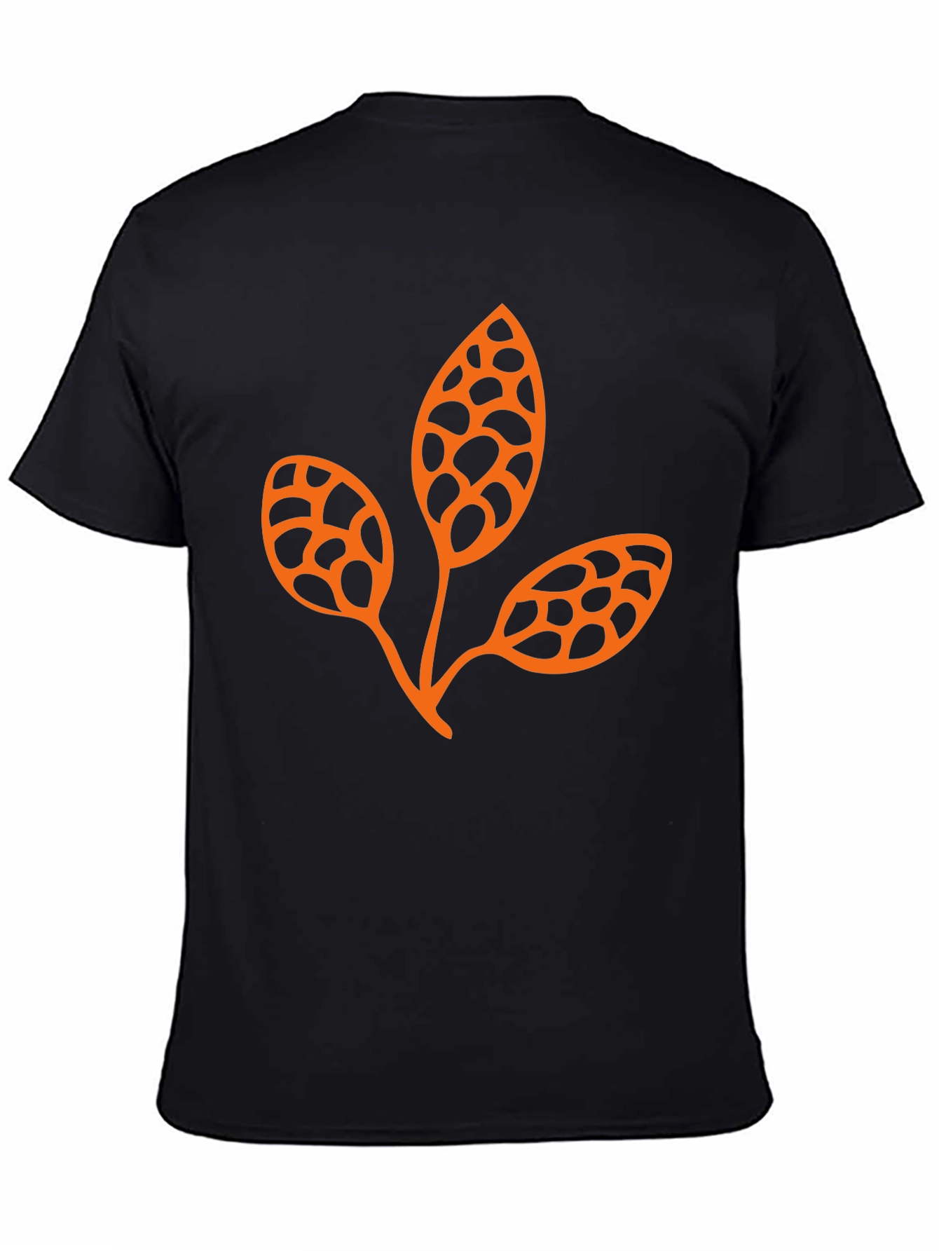Trendy Black Tee with Unique Leaf Design