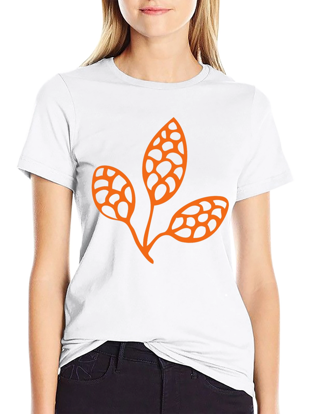 Trendy Black Tee with Unique Leaf Design