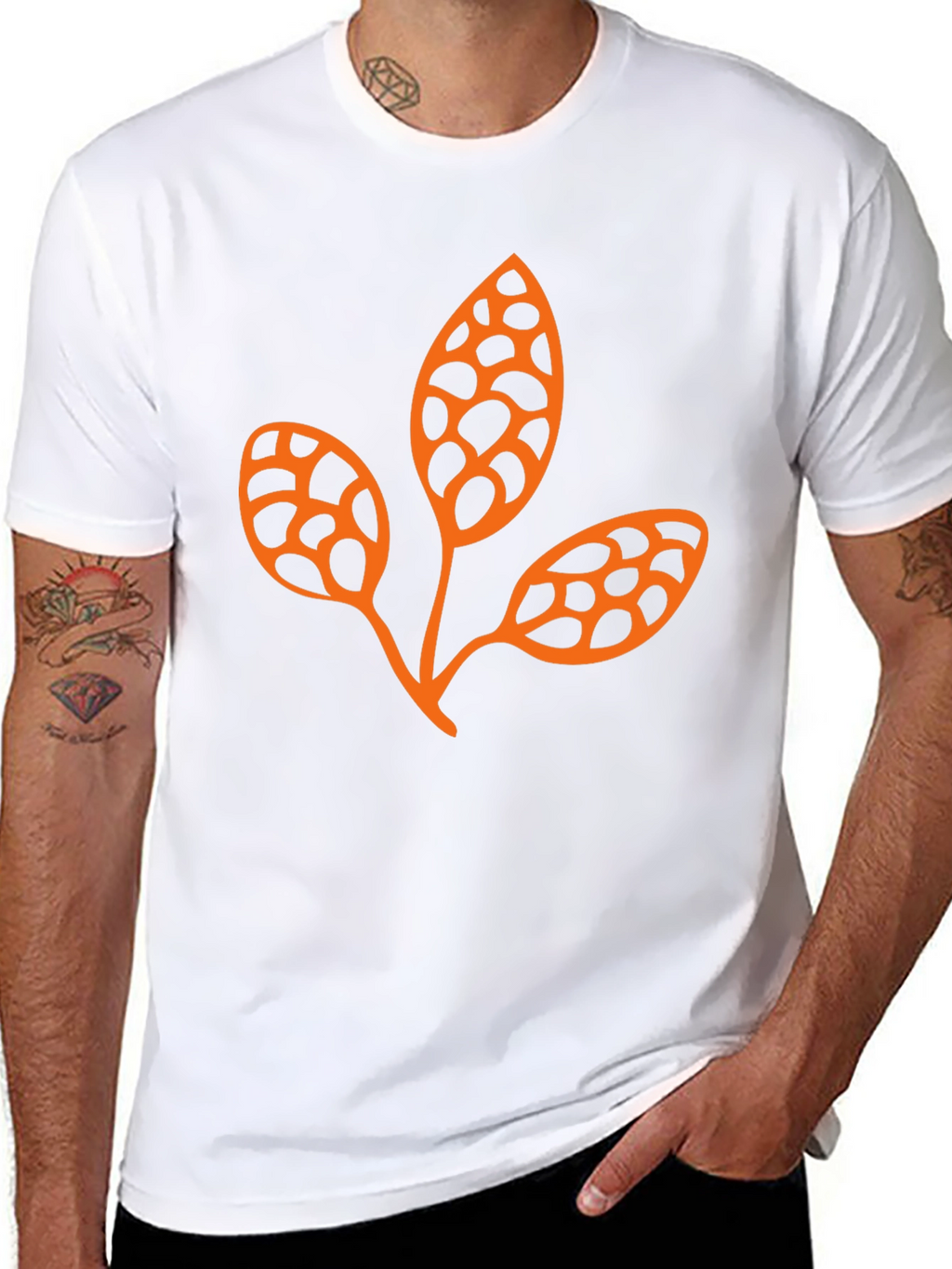 Trendy Black Tee with Unique Leaf Design