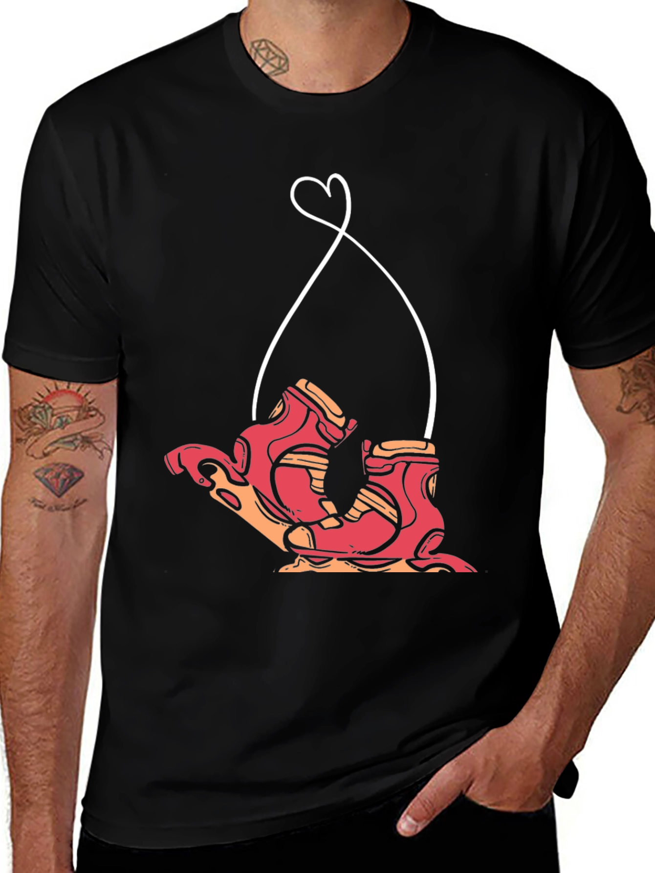 Retro Roller Skate Heart Graphic Tee