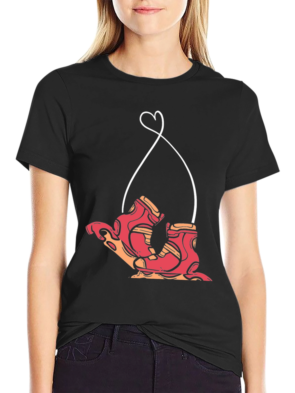 Retro Roller Skate Heart Graphic Tee