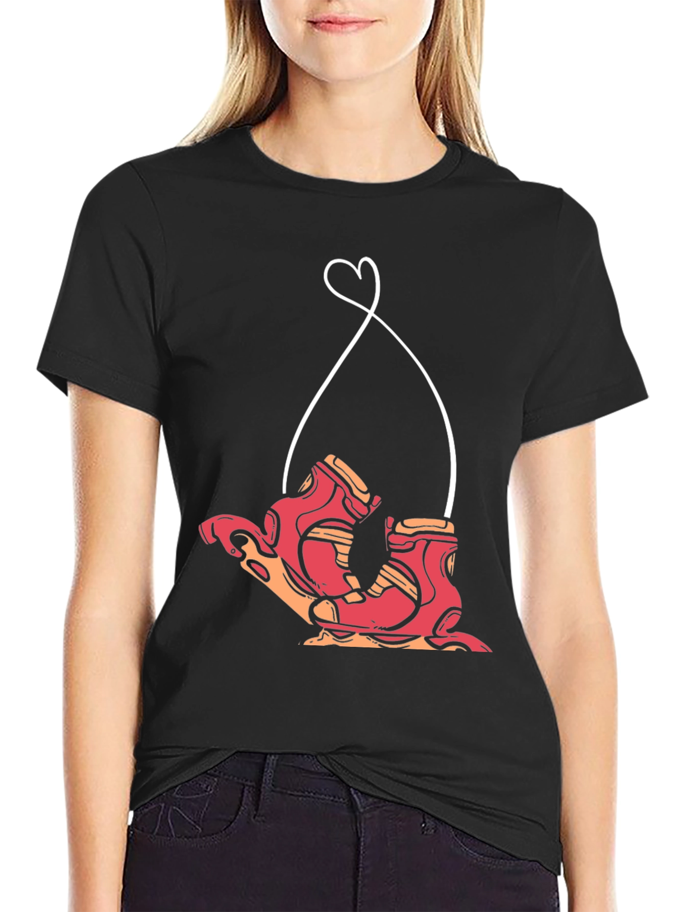 Retro Roller Skate Heart Graphic Tee