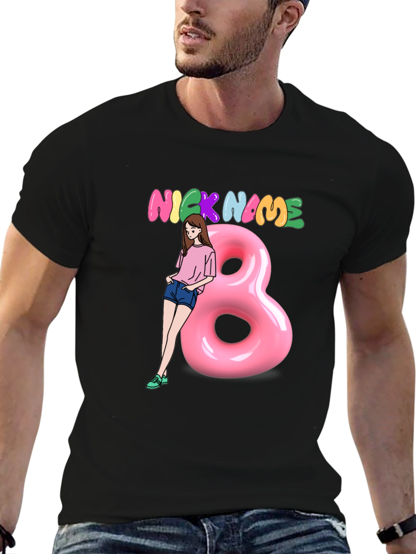 Nickname Graphic Print Black T-Shirt