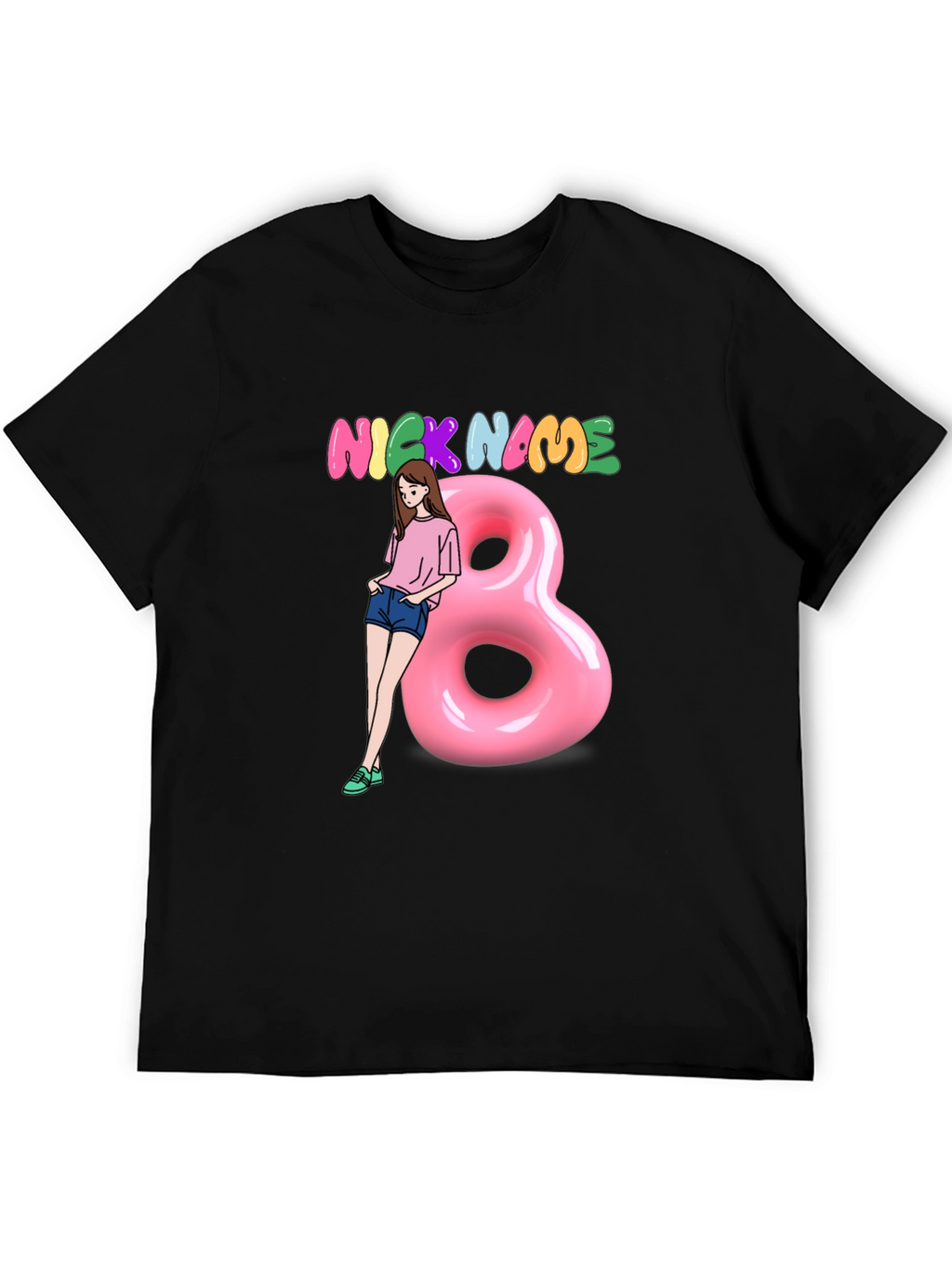 Nickname Graphic Print Black T-Shirt