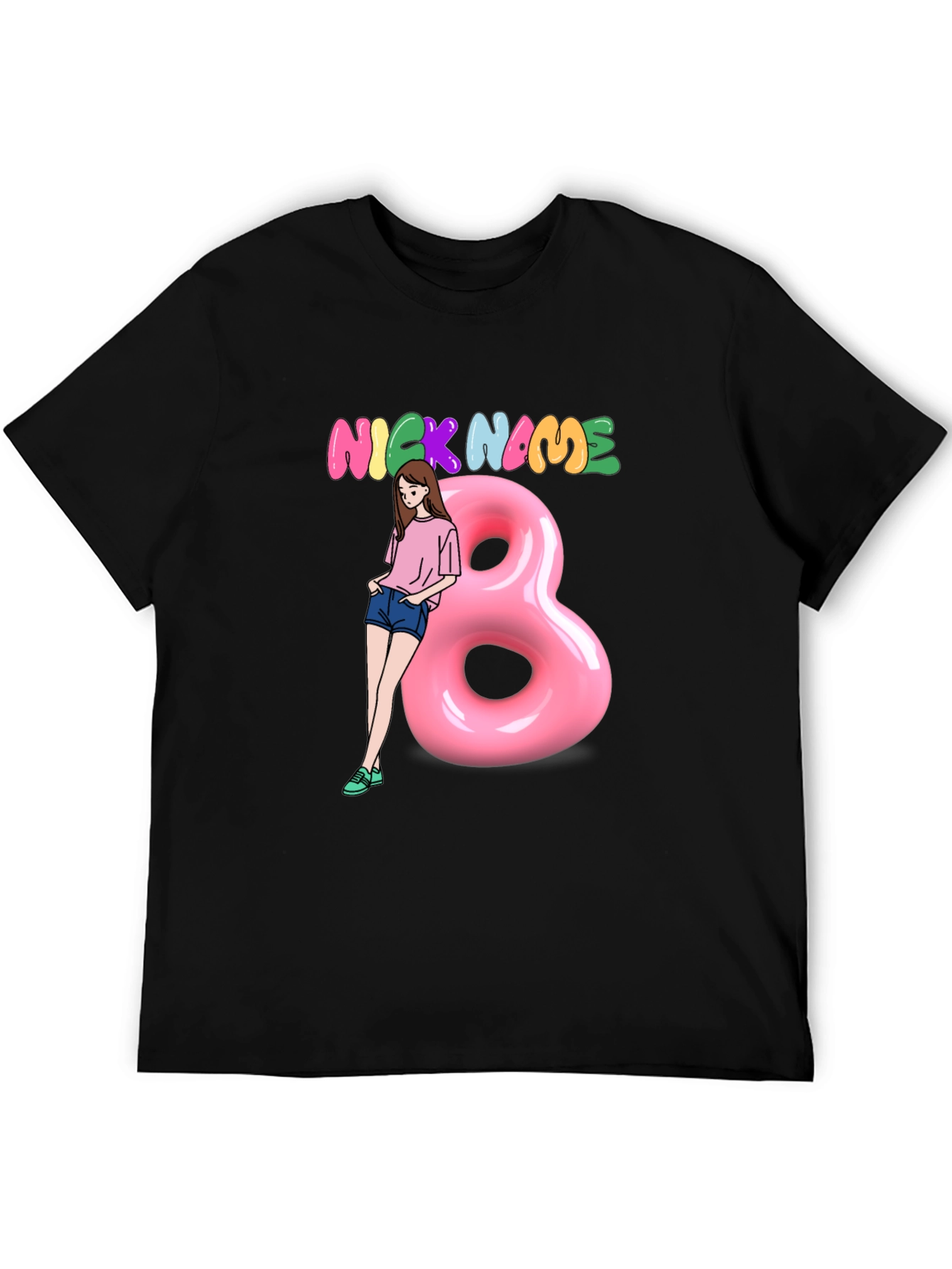 Nickname Graphic Print Black T-Shirt