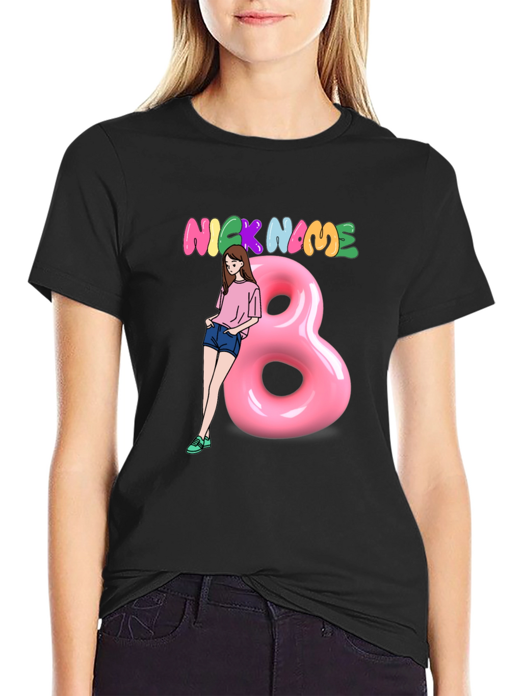 Nickname Graphic Print Black T-Shirt