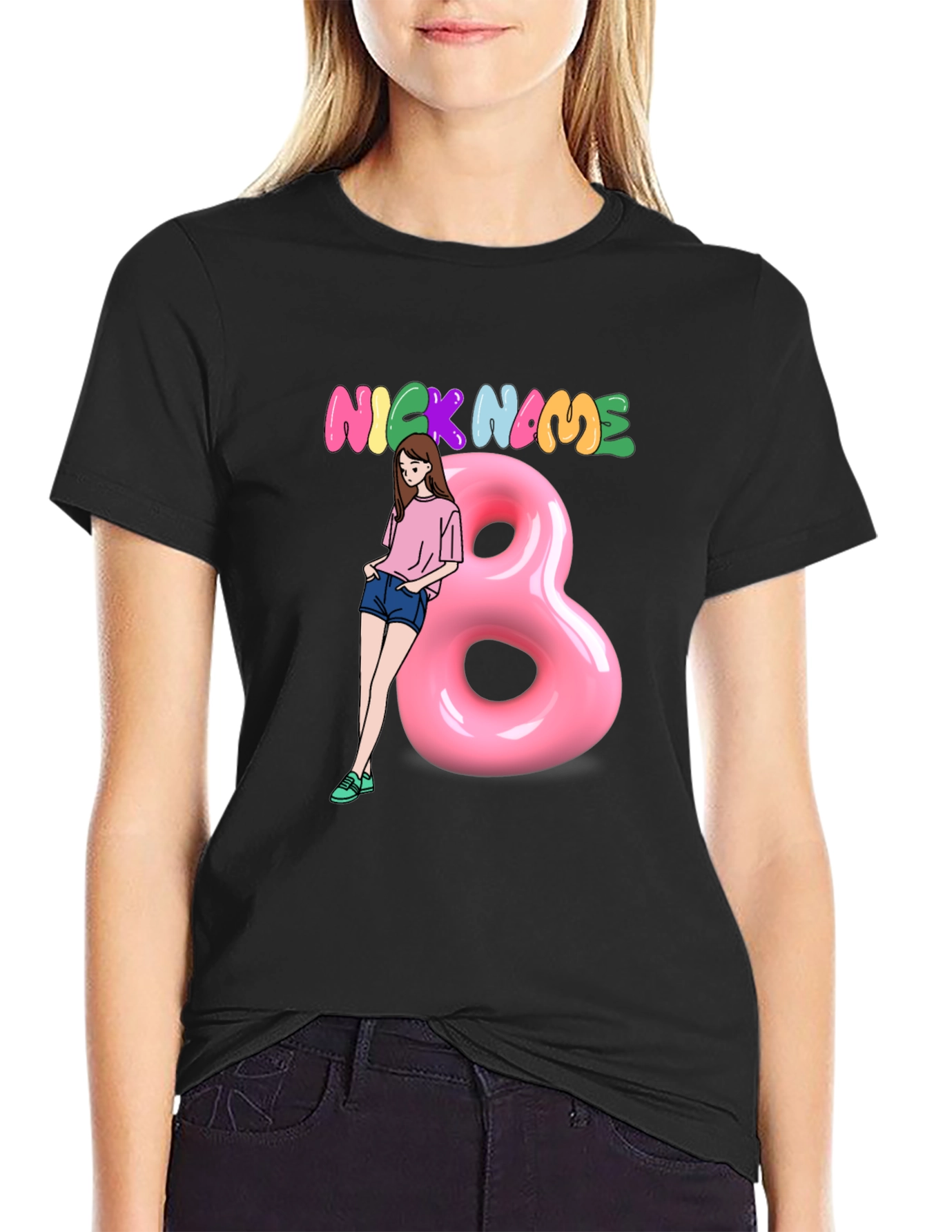 Nickname Graphic Print Black T-Shirt