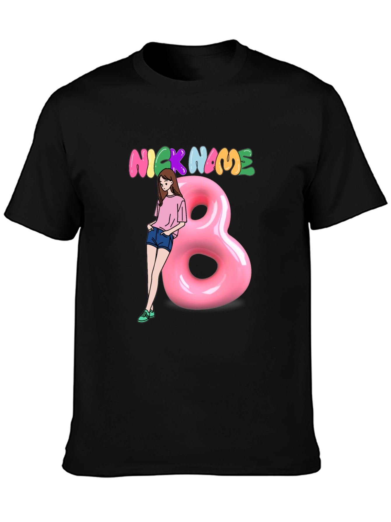 Nickname Graphic Print Black T-Shirt