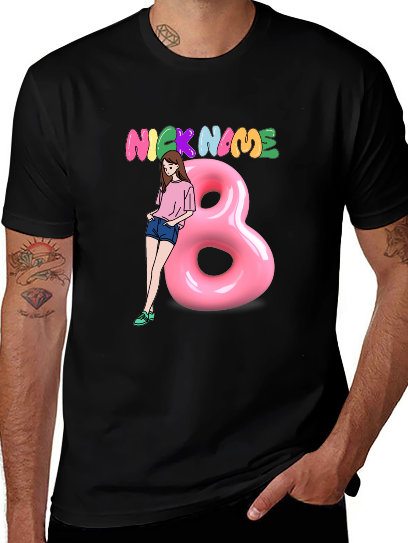 Nickname Graphic Print Black T-Shirt