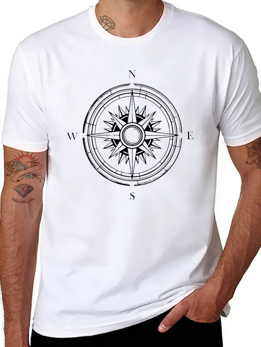Compass Rose Graphic Tee - Black