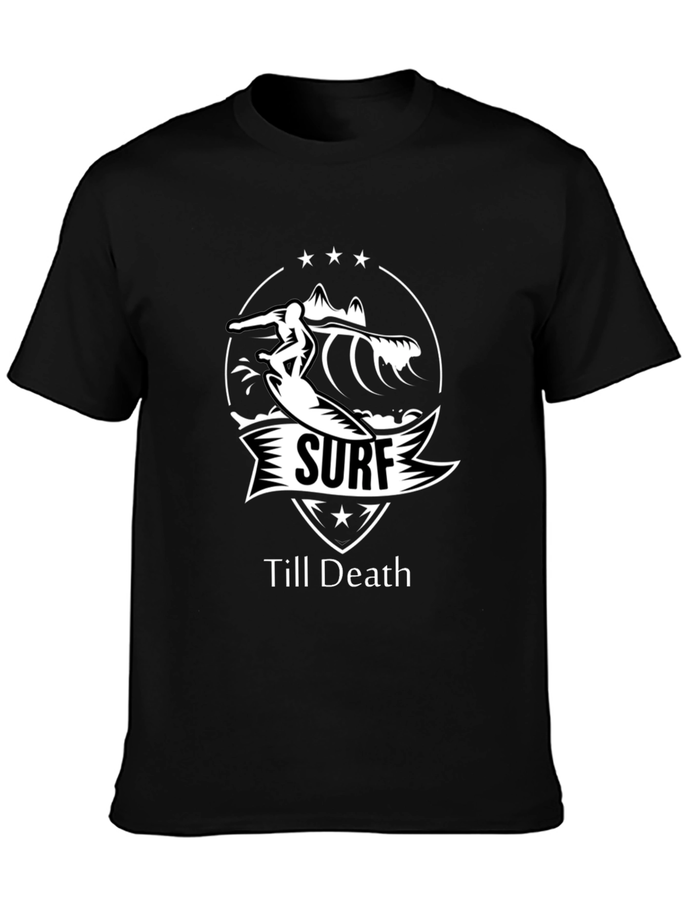 Surf Till Death Black T-Shirt