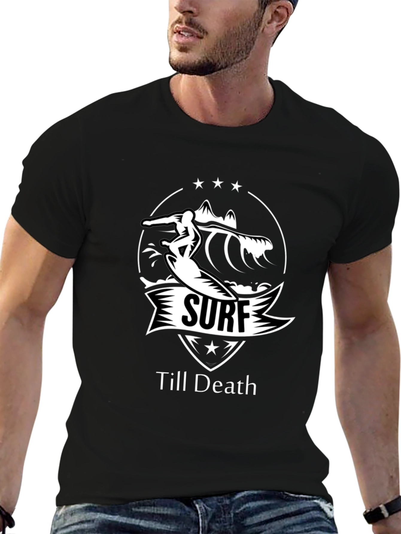 Surf Till Death Black T-Shirt