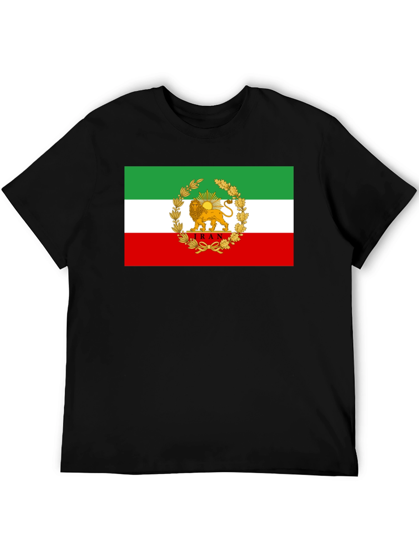 Iran Flag Lion and Sun Graphic Tee - Black