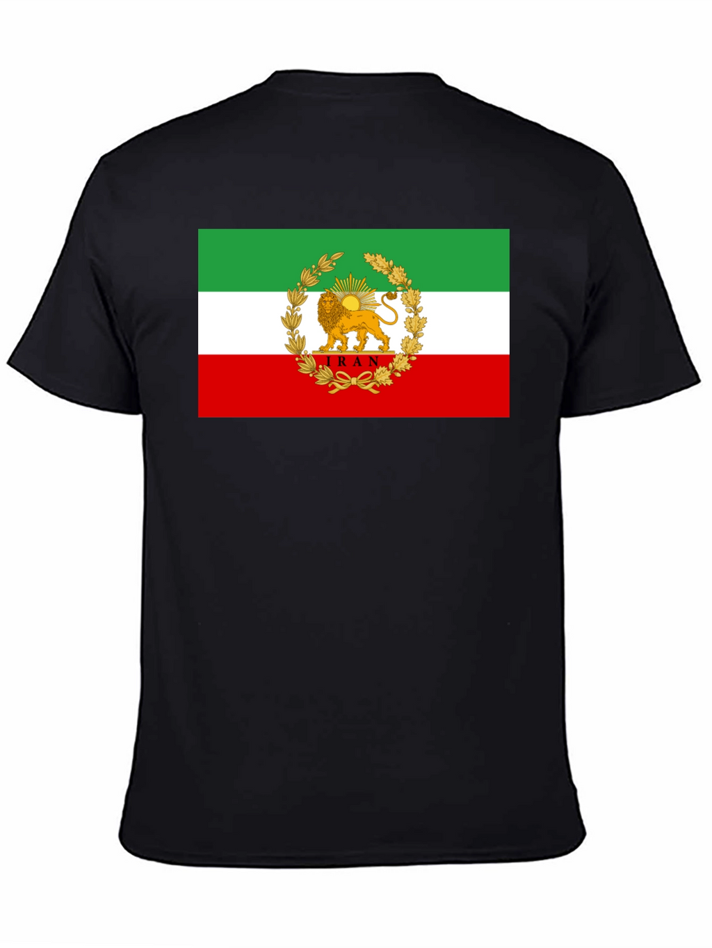 Iran Flag Lion and Sun Graphic Tee - Black