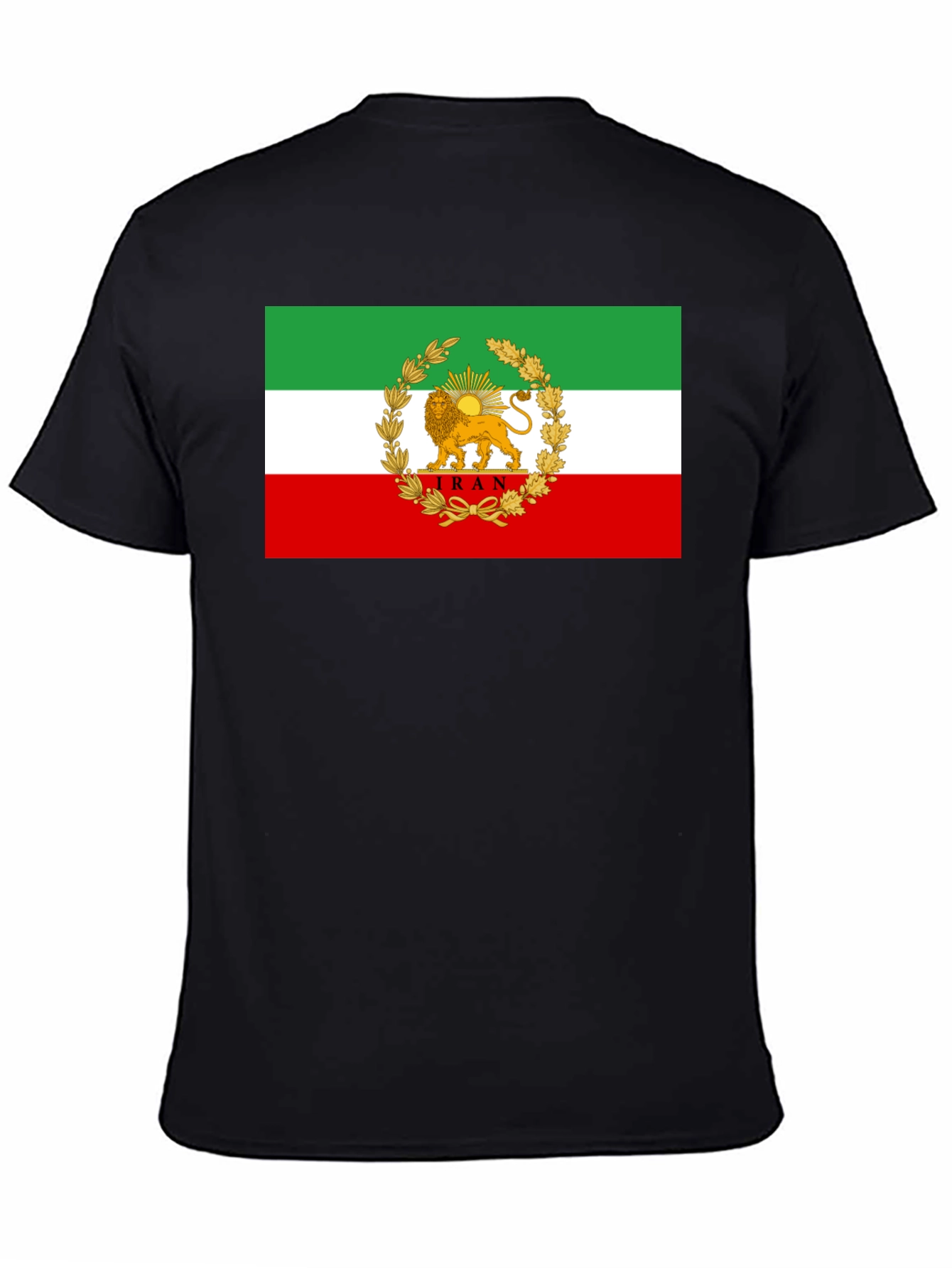 Iran Flag Lion and Sun Graphic Tee - Black