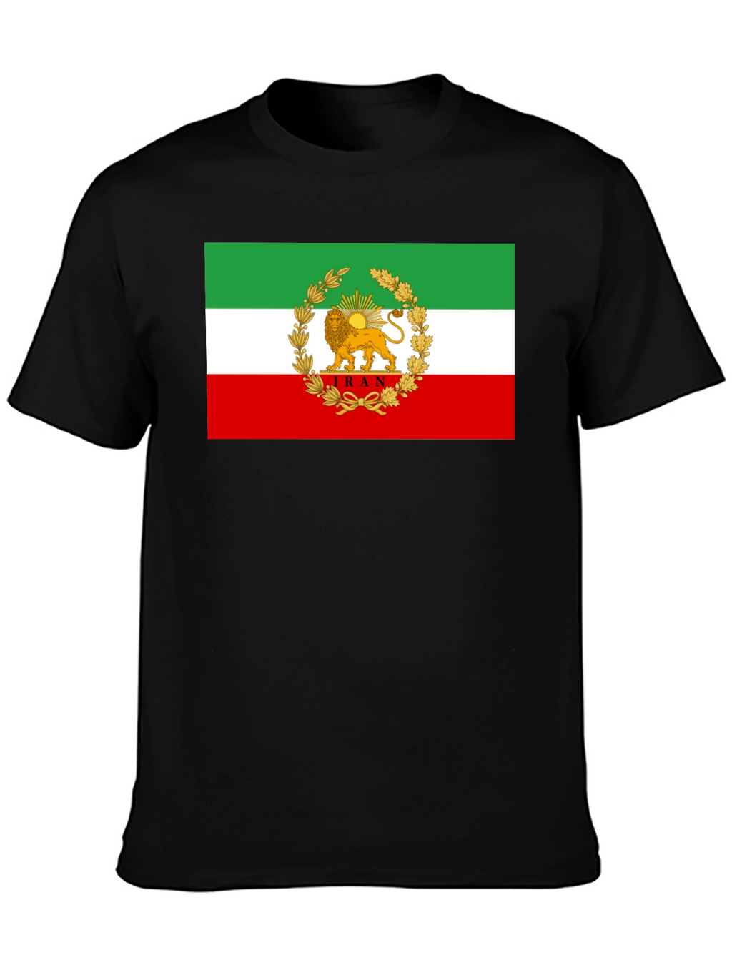 Iran Flag Lion and Sun Graphic Tee - Black