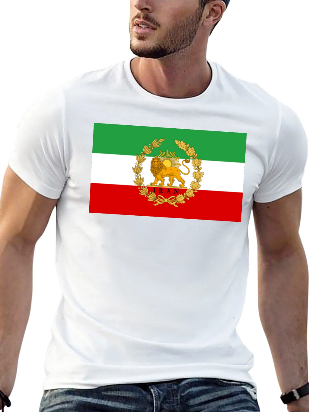 Iran Flag Lion and Sun Graphic Tee - Black