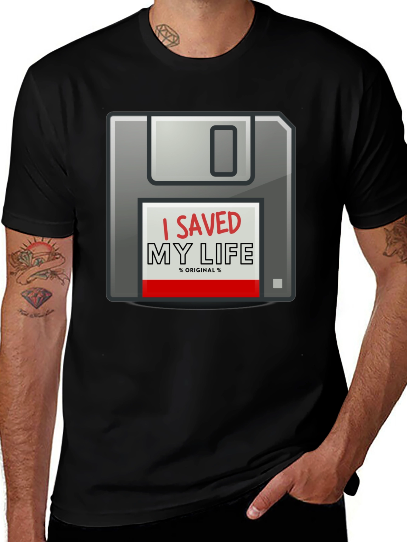 I Saved My Life Floppy Disk Graphic T-Shirt
