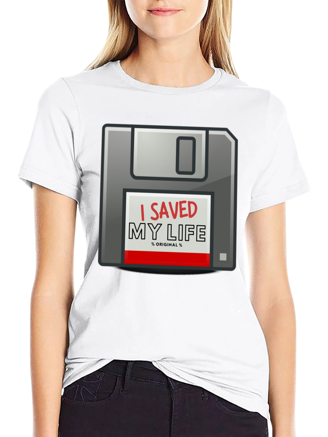 I Saved My Life Floppy Disk Graphic T-Shirt
