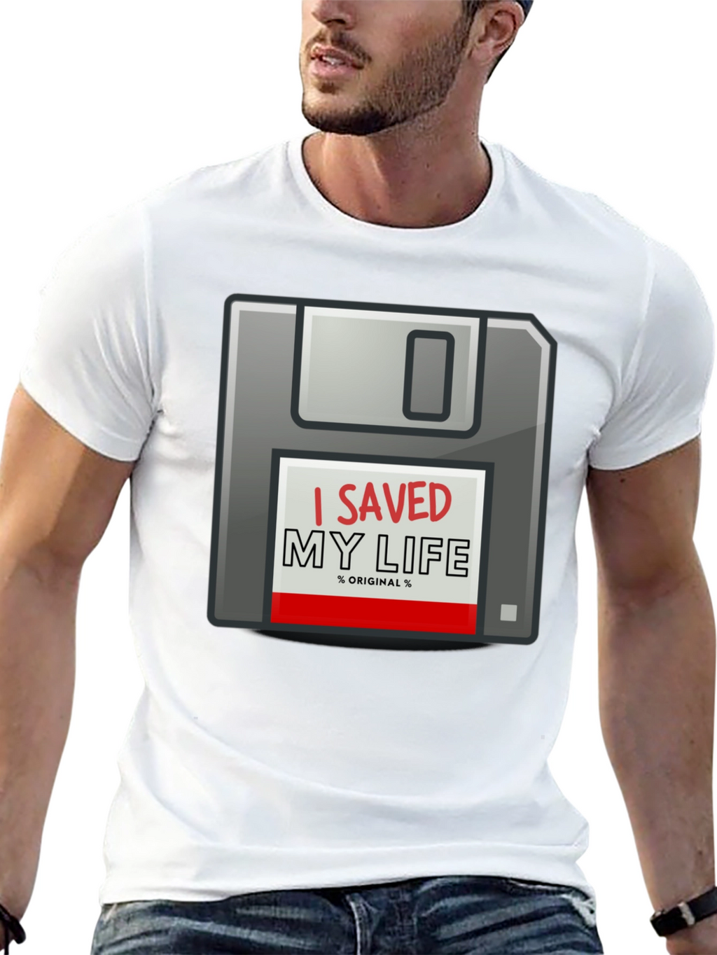 I Saved My Life Floppy Disk Graphic T-Shirt