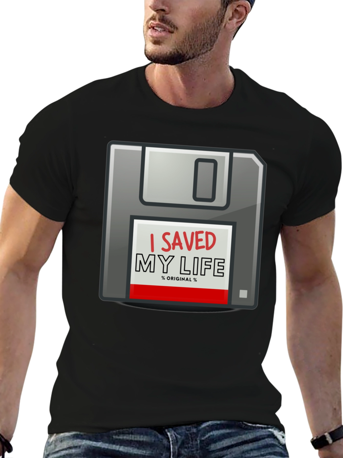 I Saved My Life Floppy Disk Graphic T-Shirt